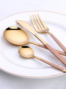 4pcs Two Tone Cutlery Set - Pink - View 6
