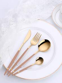 4pcs Two Tone Cutlery Set - Pink - View 8