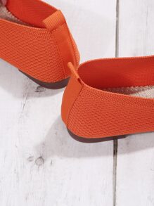 Mocasines de tacón bajo con punta cuadrada a la moda para mujer - Naranja - Ver 6