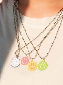 4入組卡通臉吊墜項鏈銅首飾類 - 彩色 - 查看 2