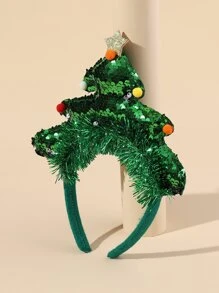 Girls Christmas Tree Decor Headband - Green - View 1