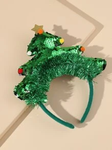 Girls Christmas Tree Decor Headband - Green - View 2