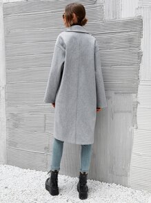 SHEIN LUNE Lapel Neck Double Breasted Overcoat - Light Grey - View 2