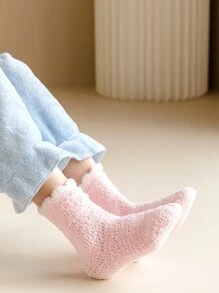 Toddler Girls Contrast Panel Crew Socks - Pink - View 3