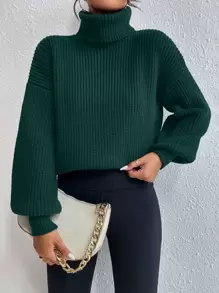 Celisse Rib-knit Turtleneck Drop Shoulder Jumper