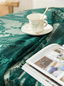 Khăn trải bàn ren hoa - Màu xanh lá cây đậm - Xem 3