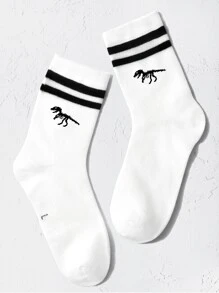 Trẻ em chập chững biết đi Vớ họa tiết bộ xương khủng long và phi hành đoàn - Đen và trắng - Xem 1