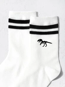 Trẻ em chập chững biết đi Vớ họa tiết bộ xương khủng long và phi hành đoàn - Đen và trắng - Xem 2