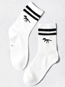 Trẻ em chập chững biết đi Vớ họa tiết bộ xương khủng long và phi hành đoàn - Đen và trắng - Xem 3