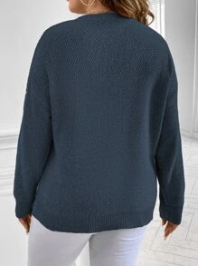 Flirla Plus Drop Shoulder Jumper - Dusty Blue - View 2