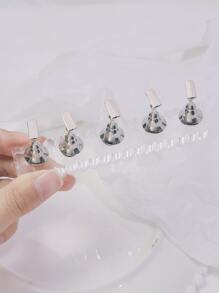 5pcs Nail Art Practice Stand & 1pc Base Holder - Silver - View 2