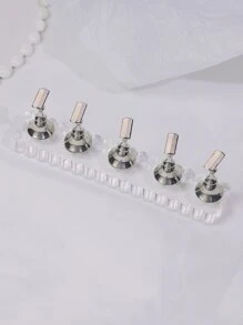 5pcs Nail Art Practice Stand & 1pc Base Holder - Silver - View 3