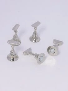 5pcs Nail Art Practice Stand & 1pc Base Holder - Silver - View 4