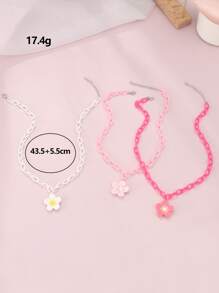 3pcs Girls Flower Charm Necklace - Multicolor - View 4