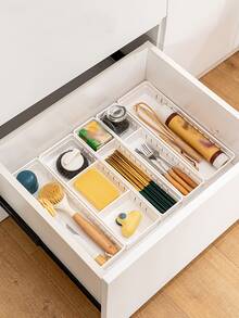 1 pieza Caja de almacenamiento de cajón lisa de plástico