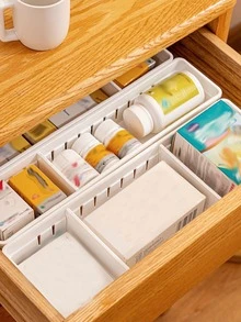 1 pieza Caja de almacenamiento de cajón lisa de plástico