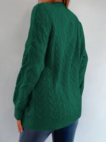 EURMUSE Cable Knit Drop Shoulder Sweater