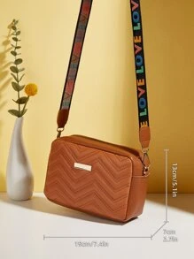 防水、輕巧、商務休閒迷你 V 型金屬裝飾方形包適合青少年女大學生、菜鳥和白領，非常適合辦公室、大學、工作、商務、通勤 - 棕色 - 查看 3