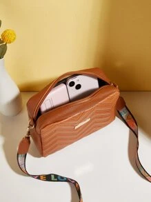 防水、輕巧、商務休閒迷你 V 型金屬裝飾方形包適合青少年女大學生、菜鳥和白領，非常適合辦公室、大學、工作、商務、通勤 - 棕色 - 查看 4