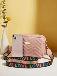 Waterproof,Lightweight,Business Casual Mini Chevron Metal Decor Square Bag For Teen Girls Women College Students,Rookies & White-collar Workers Perfect for Office,College,Work ,Business,Commute - Pink - View 2