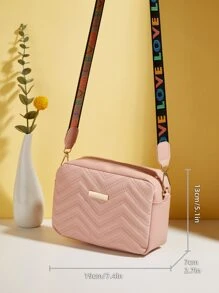 Waterproof,Lightweight,Business Casual Mini Chevron Metal Decor Square Bag For Teen Girls Women College Students,Rookies & White-collar Workers Perfect for Office,College,Work ,Business,Commute - Pink - View 3