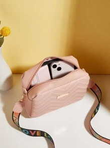 Waterproof,Lightweight,Business Casual Mini Chevron Metal Decor Square Bag For Teen Girls Women College Students,Rookies & White-collar Workers Perfect for Office,College,Work ,Business,Commute - Pink - View 6