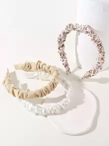 3pcs Ditsy Floral Print Ruffle Headband Boho,Hairband,Hair Hoop Headbands Hair Accessories Head Accessories - Multicolor - View 3