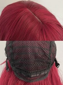 Water Wave Wigs With Bangs 28 Inches Heat Resistant Fiber Long Wavy Deep Wave Synthetic Wigs For Women Party Daily Used - Burgundy - View 7