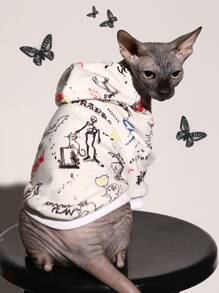 Halloween Skeleton Print Pet Hoodie - Multicolor - View 1