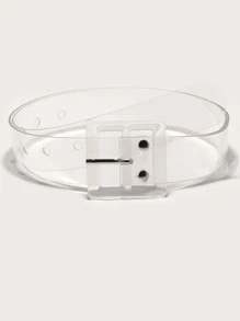 Eyelet Decor Clear Buckle Belt - Clear - View 1
