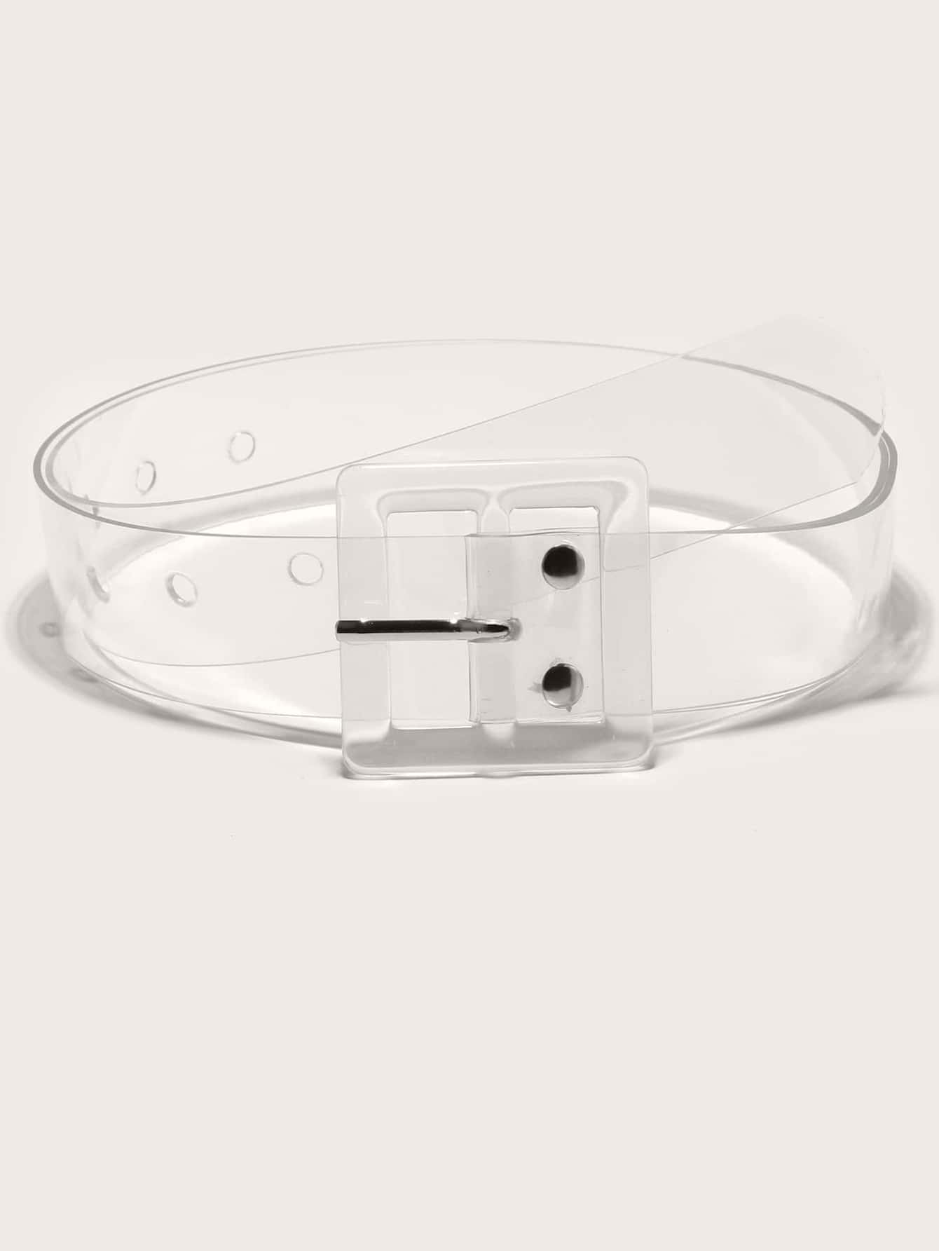 Eyelet Decor Clear Buckle Belt - Clear - View 1