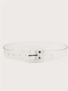 Eyelet Decor Clear Buckle Belt - Clear - View 2