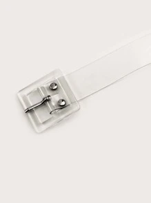 Eyelet Decor Clear Buckle Belt - Clear - View 4