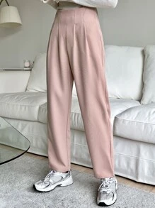DAZY High Waist Plicated Detail Pants - Dusty Pink - View 5