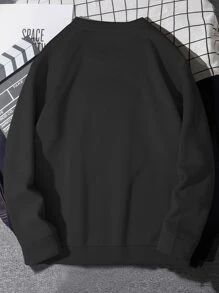 Claim Dot Loose Men's Japanese Character And Cartoon Graphic Thermal Lined Pullover - Black - View 2