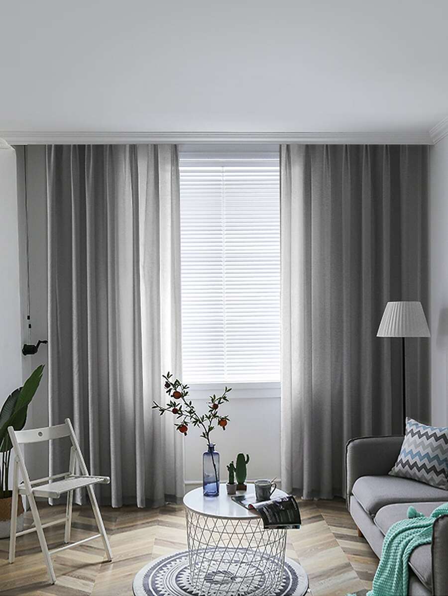 素色單片窗簾 - 灰色 - 查看 1