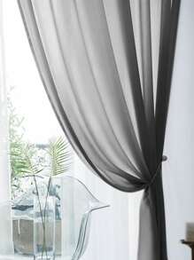 素色單片窗簾 - 灰色 - 查看 2