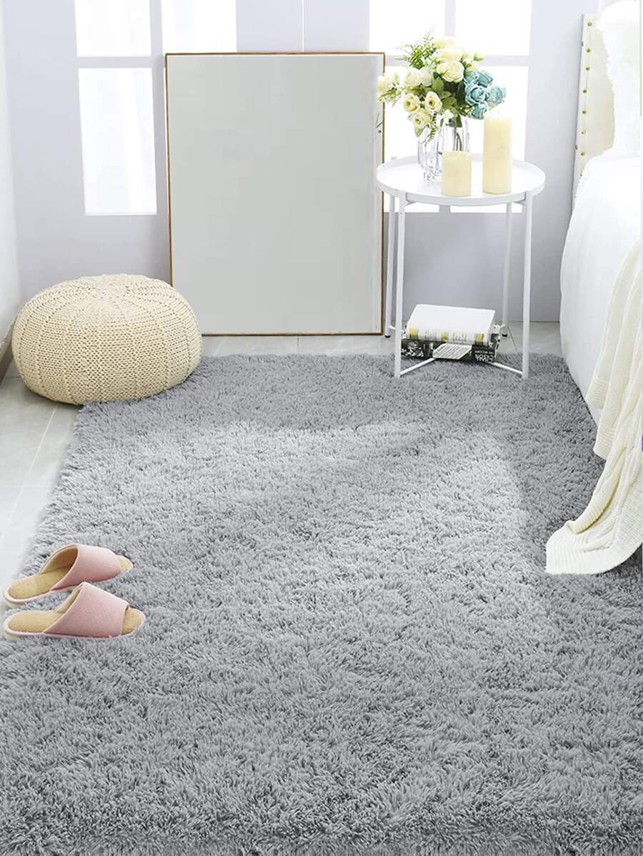 1入組柔軟毛絨小地毯厚毛絨地毯適用於客廳和臥室地板家居裝飾