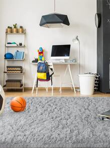 1入組柔軟毛絨小地毯厚毛絨地毯適用於客廳和臥室地板家居裝飾 - 灰色 - 查看 3