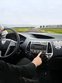 1pc Rhinestone Butterfly Design Car Sticker - White - View 2