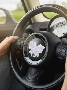 1pc Rhinestone Butterfly Design Car Sticker - White - View 1