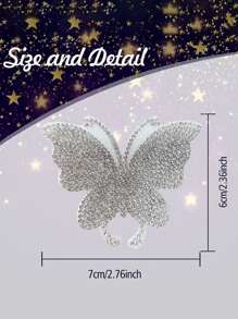 1pc Rhinestone Butterfly Design Car Sticker - White - View 5