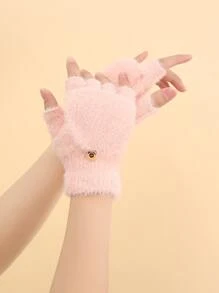 Guantes con diseño de botón de peluche