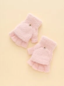 Guantes con diseño de botón de peluche