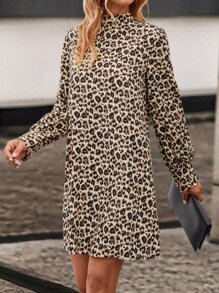 SHEIN LUNE 豹紋印花直筒連衣裙 - 彩色 - 查看 1