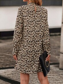 SHEIN LUNE 豹紋印花直筒連衣裙 - 彩色 - 查看 2