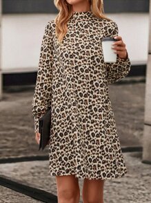 SHEIN LUNE 豹紋印花直筒連衣裙 - 彩色 - 查看 3