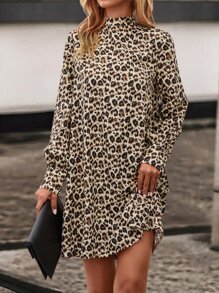 SHEIN LUNE 豹紋印花直筒連衣裙 - 彩色 - 查看 4