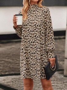 SHEIN LUNE 豹紋印花直筒連衣裙 - 彩色 - 查看 5