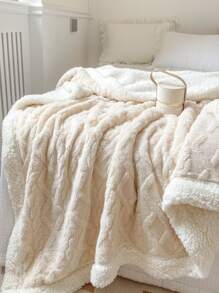 1入組幾何紋理質感毯子 - 白色 - 查看 1